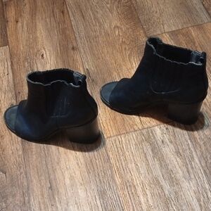 BCBG Paris Black Ankle Booties Sleek Suede Design Open Toe